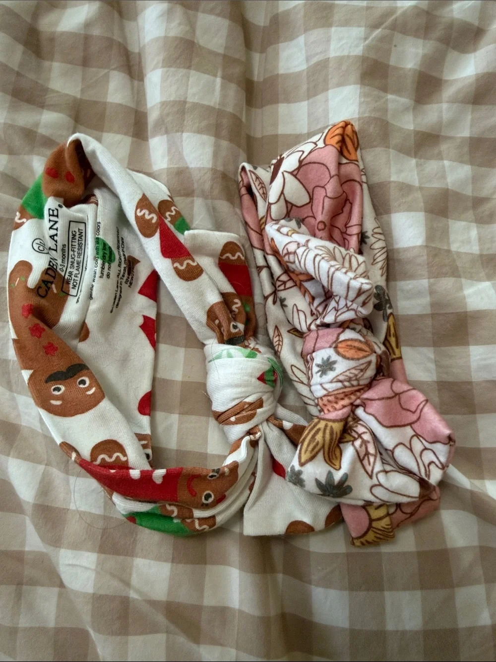 Caden Lane Pink Floral & White Gingerbread Knot Headbands 0-3 Months